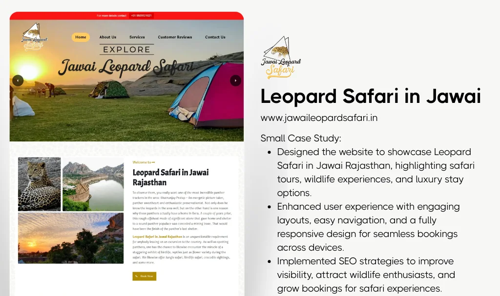 Wildlife safari company website designer in udaipur rajasthan india