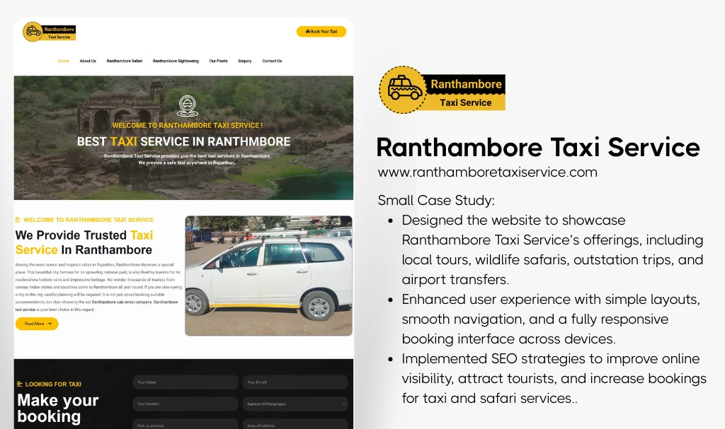 Taxi service website designer udaipur