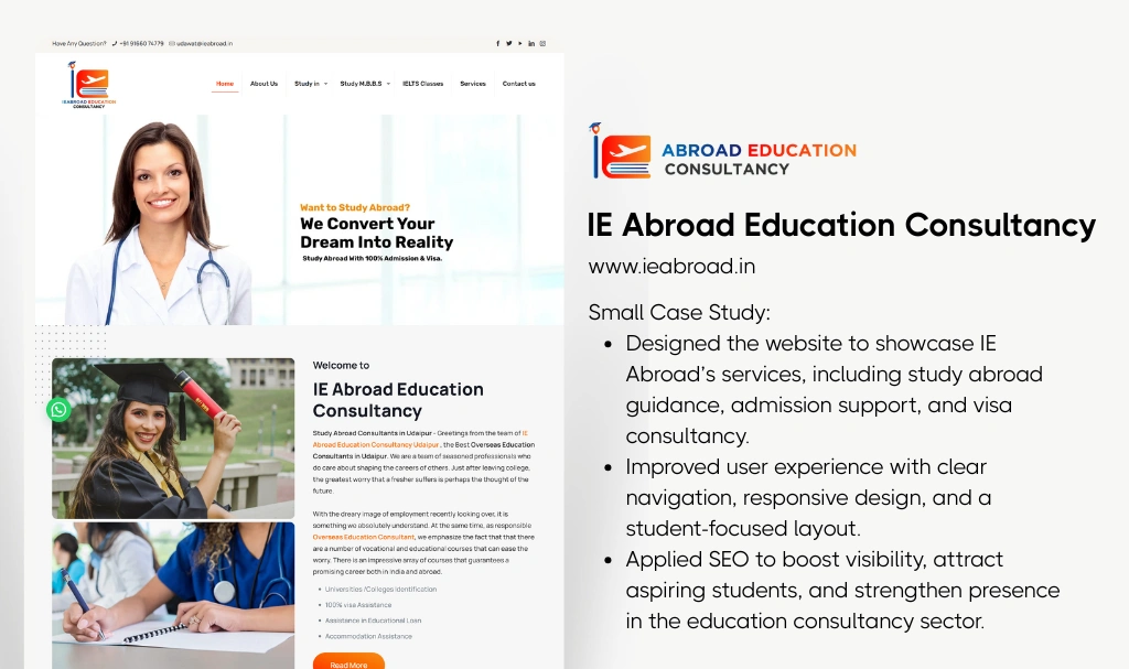 Abroad Education Consultancy website designer in udaipur