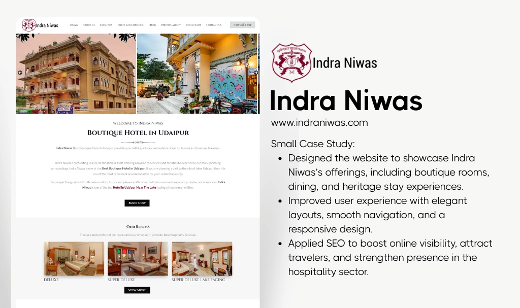 Boutique hotel website designer in town