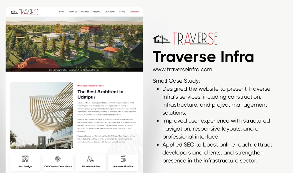 Elevate Your Architect Outsourcing with Traverse Infras Professional Website Design 1