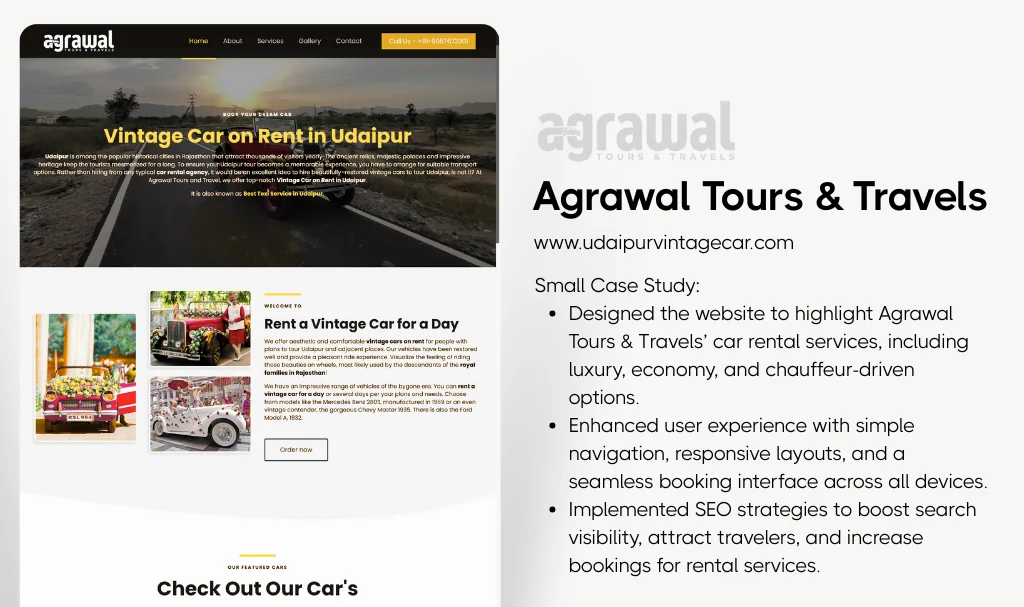 Premium vintage car services website design 1