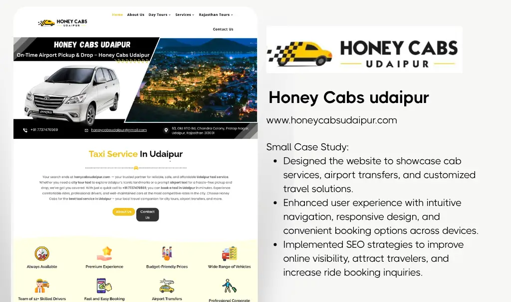 Cab service website designer udaipur rajasthan