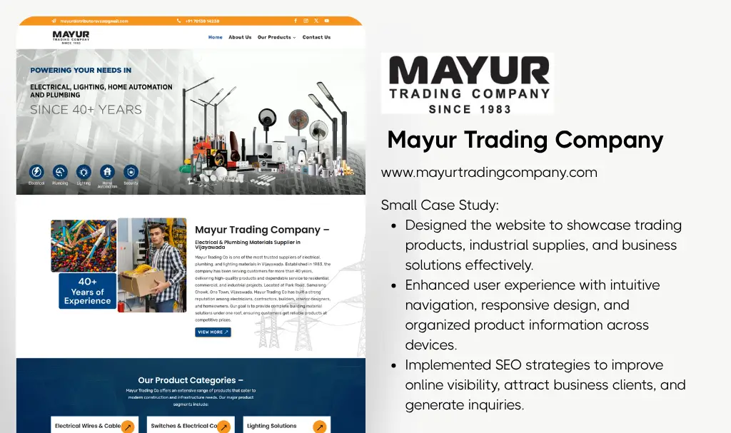 Electrical products supplier website designer udaipur rajasthan
