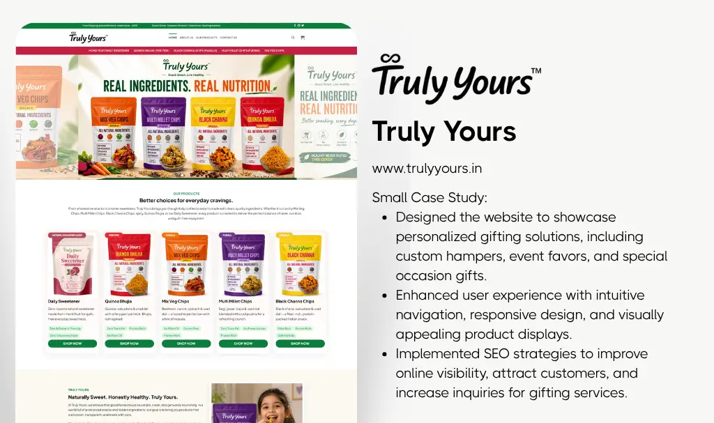 Healthy snacks ecommerce website designer udaipur rajasthan