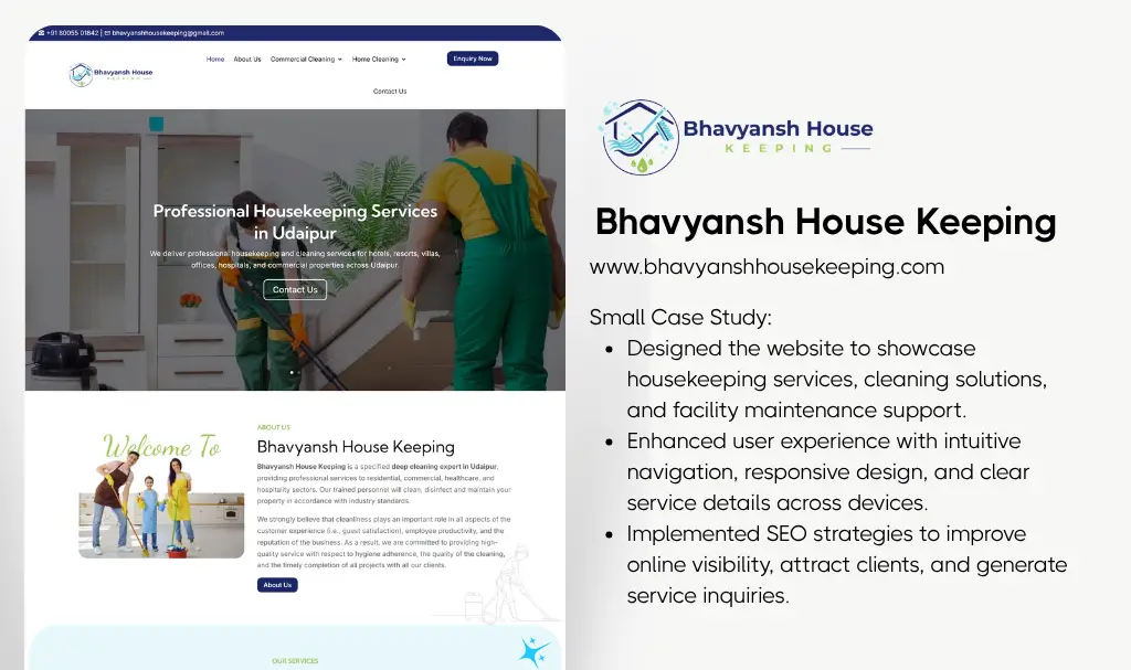 Home cleaning services website designer udaipur rajasthan