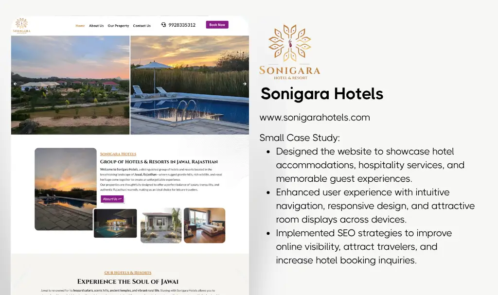 Hospitality hotel booking website designer udaipur rajasthan