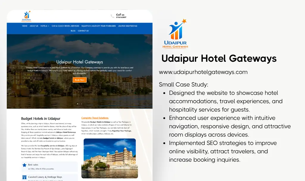 Hotel booking travel website designer udaipur rajasthan