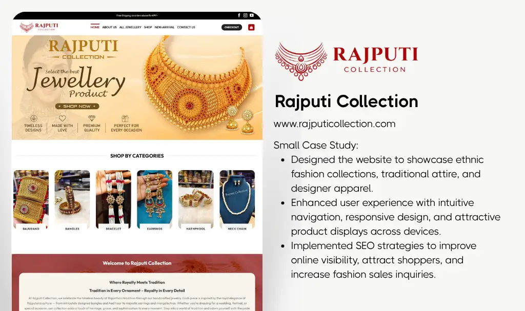 Jewellery e commerce website designer udaipur rajasthan