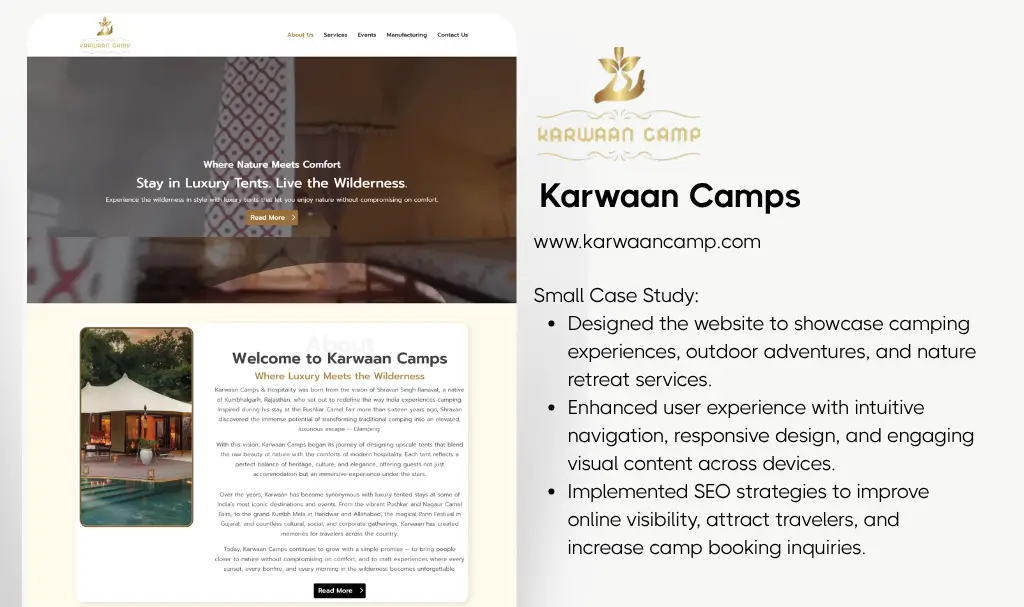 Luxury camping website designer udaipur rajsthan