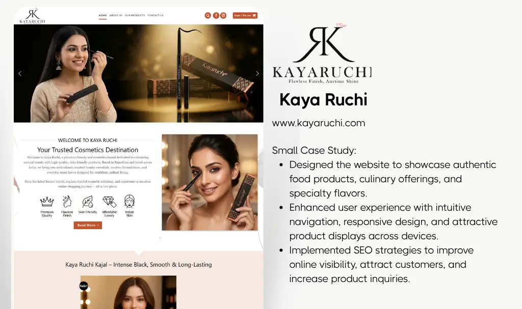 Modern cosmetics website designer udaipur rajsathan