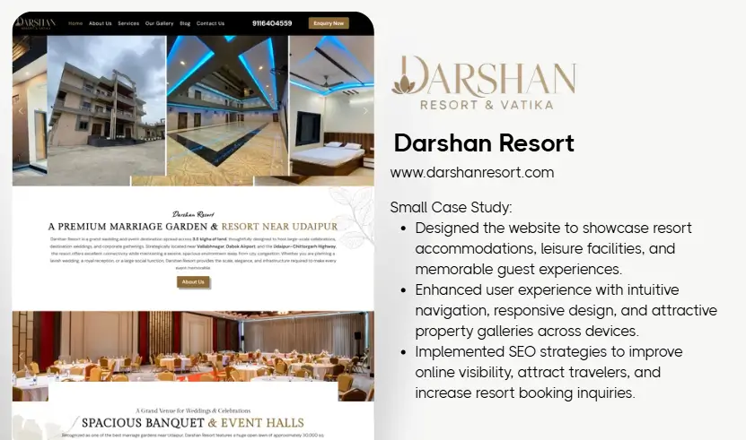 Modern luxury resort website designer udaipur rajsthan