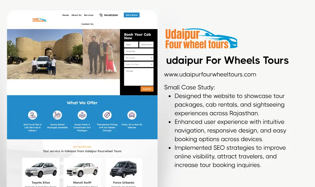 Online taxi booking website designer udaipur rajasthan