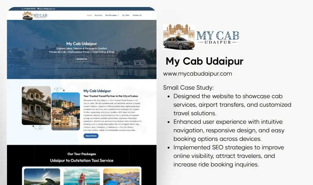 Premium cab service website designer udaipur rajasthan