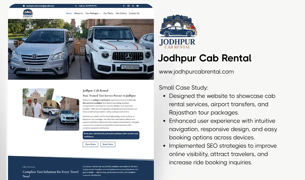 Taxi travel website designer udaipur rajasthan