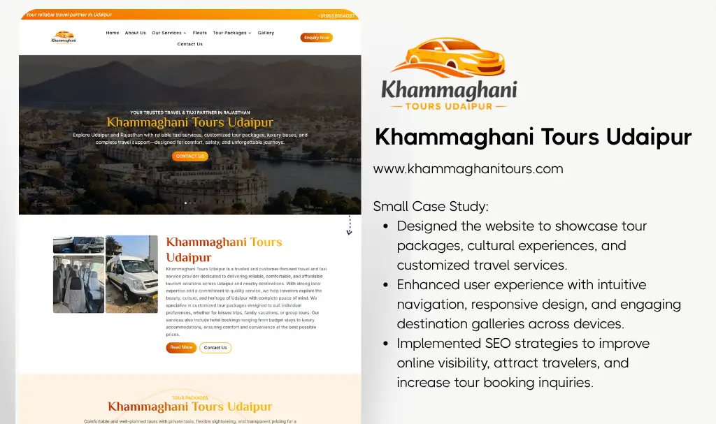 Tour booking website designer udaipur rajasthan