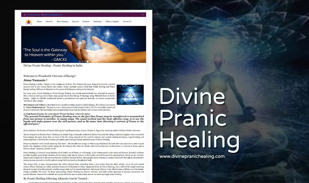 pranic healing yoga website design